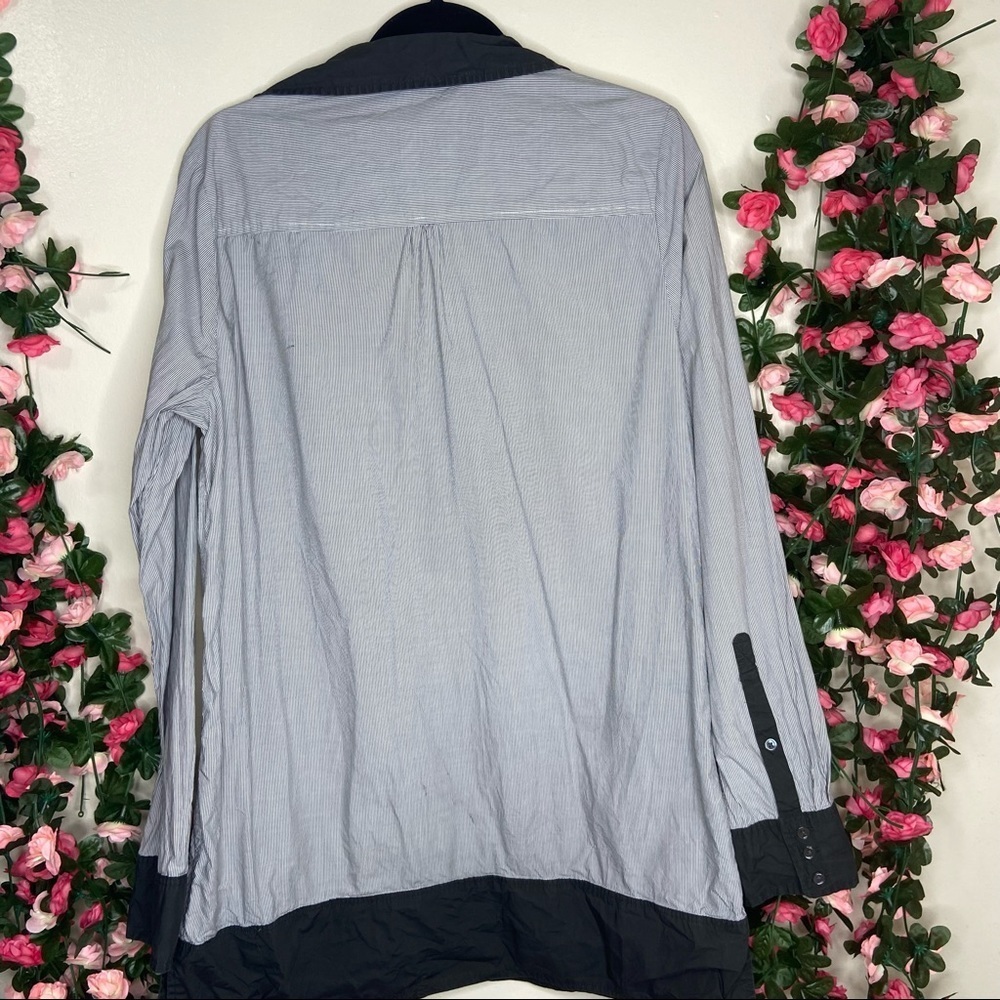J. Crew Light Blue and Black Tunic Top - Picture 2 of 7
